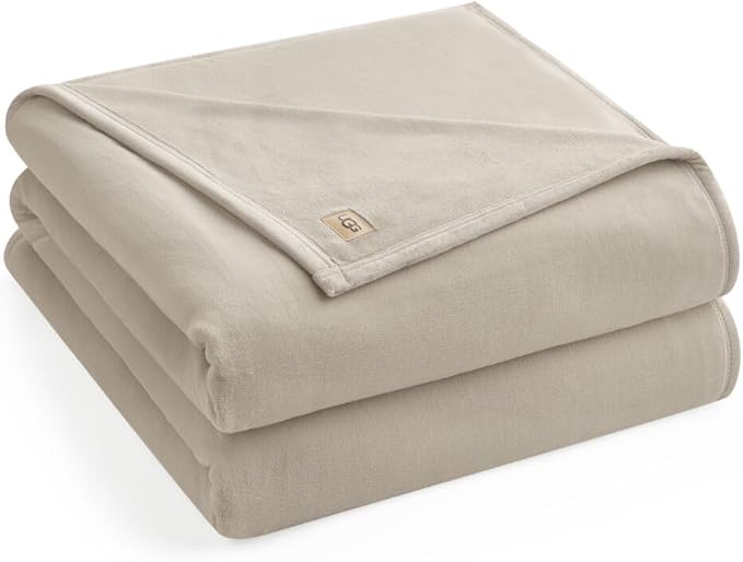 UGG Coco Queen Fleece Blanket for Bed – Luxury Room Decor, Plush & Warm Queen Blanket for Bed, Gifts for Teens and Women, 90" x 92", Ivory Shoreline