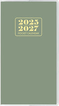 Pocket Calendar 2025-2027, Monthly Purse Planner (6.7" x 3.7") Runs from July 2025 to December 2027, Solid Green Pocket Calendar with PVC Cover for Planning, Organizing, and Office Use