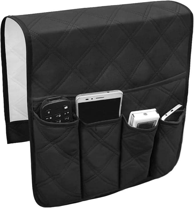 Couch Sofa Armrest Organiser Arm Chair Caddy Bedside Storage Pocket with 6 Pockets TV Remote Holder Bed Storage Pocket Bag for Cellphone Tablet Notepad Book Magazines DVD Glasses