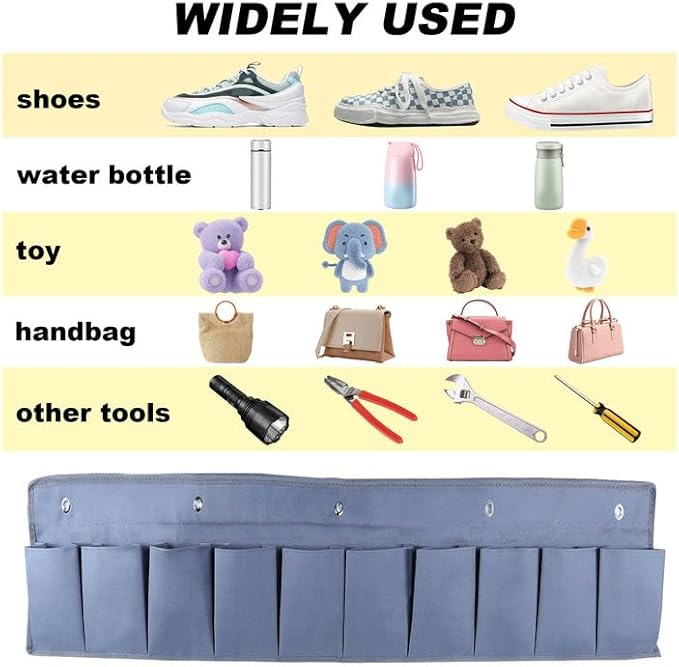 Oxford Fabric Bedside Hanging Storage Organizer, RV Shoe Storages Pockets for Bedside, Heavy Hanging Bedsides Storage Organizer with Sturdy Hooks Storages Pockets Hangs on Bed for Shoes, Tool (2)