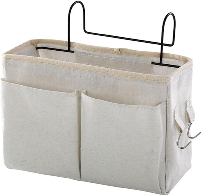 Bedside Hanging Storage Bag Caddy Pocket Nightstand Organizer Basket White for Bunk Bed Dorm Rooms9999bedside Hanging Storage Bag Bedside Caddy Bunk Bed Organizer Pocket