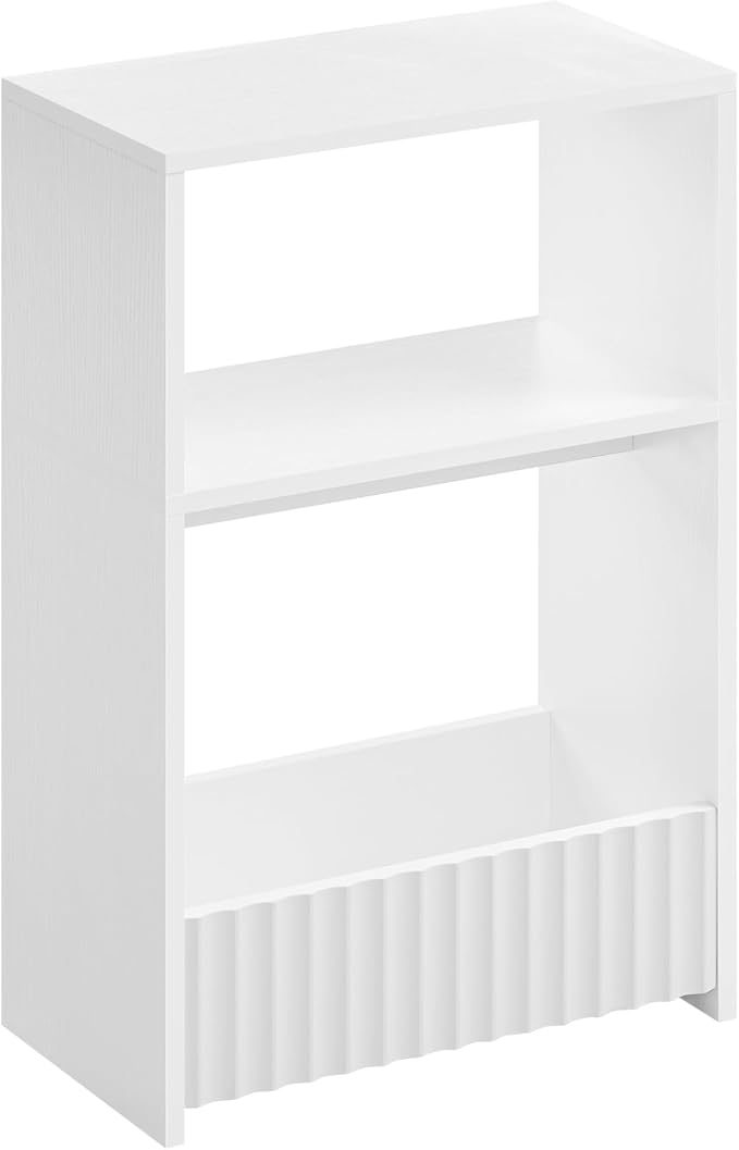 3-Tier Small Narrow Side Table with Open Storage Shelves, Thin Bedside Table for Narrow Spaces, Slim Nightstand, Skinny Couch Side Table for Living Room, Bedroom, Entryway, White ETWT75101