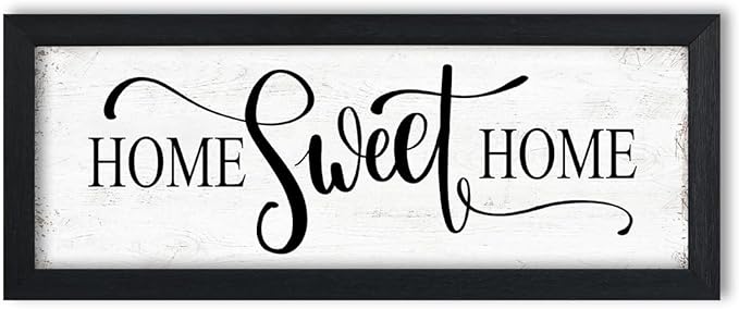 Home Sweet Home Sign Wall Decor: Rustic Art for Bedroom Wall Decor Above Bed Modern Farmhouse Country Wall Signs Master Bedroom Signs Framed Family Plaques Home Decorative 6" x 14.5"