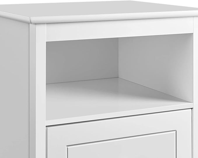 Yaheetech Bedside Table Set of 2, Tall Nightstand with 2 Drawer and Cubby, Wooden Bedside Table for Bedroom Small Space, Tall Bedside Cabinet Telephone Table, 16″ D × 19″ W × 29″ H, White