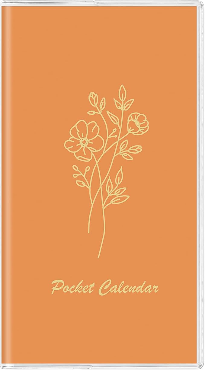 Pocket Calendar 2026-2027, Orange 2026-2027 Monthly Planner - 3.7" x 6.7" - Runs from January 2026 Until December 2027, 2026 Pocket Planner with PVC Cover for Home, School, Office Supplies