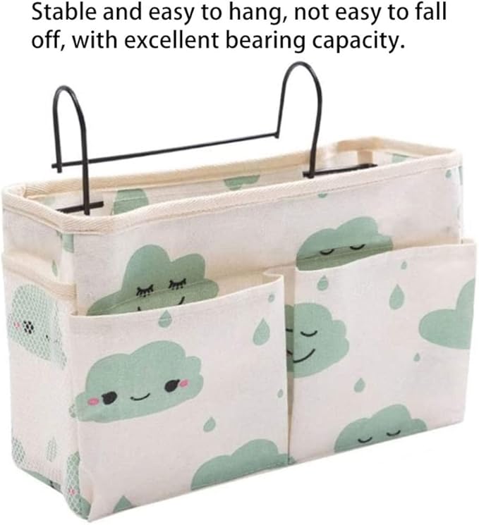 Bedside Hanging Organizer Bunk Bed Storage Hanger Bag Pocket Dormitory Bed Caddy - Green.