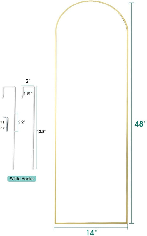 48"x14" Gold Full Length Mirror – Door Hanging Mirror, Over the Door Mirror for Bathroom, Bedroom, Living Room & Locker Room
