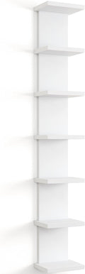 Fun Memories 7 Tier Wall Shelf Unit, White Floating Shelves for Storage - Vertical Column Tower Design, Lack Wall Shelf Space Saving Organizer for Bedroom, Living Room, Home Decor