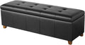 Homebeez 48" Faux Leather Storage Ottoman,End of Bed Bench,Upholstered Ottoman Bench with Storage for Living Room,Bedroom,Entryway