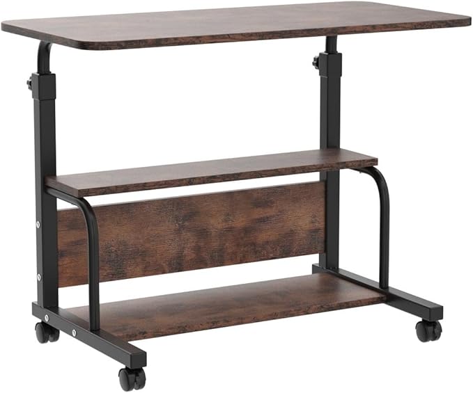Laptop Desk Adjustable Desk Small Standing Desk Home Office Desks for Small Spaces Portable Desks Table for Bedrooms,Mobile Rolling Computer Work Desks on Wheels