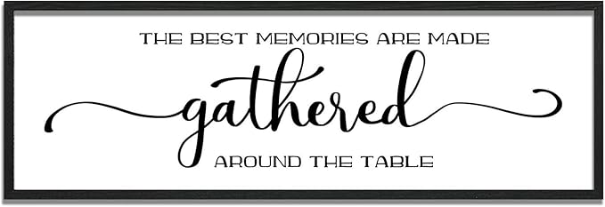 The Best Memories Are Made Gathered Around The Table Wall Decor: Farmhouse Kitchen Wall Art Framed Large Rustic Kitchen Sign Modern Dining Room Wall Decor Hanging Wall Plaques 16"x48"