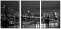 Pacimo New York Brooklyn Bridge Canvas Wall Art 3 Panels Night View Modern Landscape Artwork Cityscape Pictures Prints on Canvas Wall Decor for Home & Office Decoration - 16 x 24 inch x 3