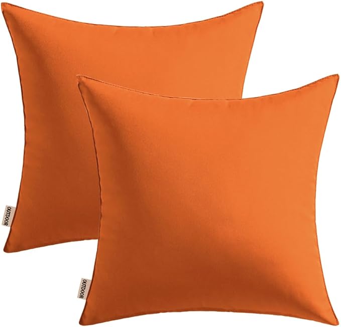 MIULEE Pack of 2 Decorative Outdoor Waterproof Pillow Covers Square Garden Cushion Sham Throw Pillowcase Shell for Fall Patio Tent Couch 16x16 Inch Burnt Orange