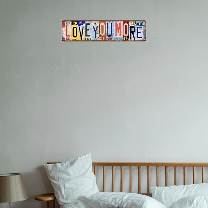 Love You More Sign Vintage Metal Tin Signs Love You More Sign Above Door Street Signs For Home Bar Coffee Wall Art Decor 16 X 4 Inches
