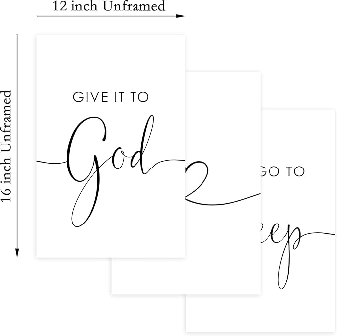 Pennclys Give It to God and Go to Sleep Sign Canvas Wall Art Above Bed Wall Decor for Bedroom Bible Verse Prints Farmhouse Bedroom Pictures Artwork for over the Bed 12x16x3 Inch Unframed