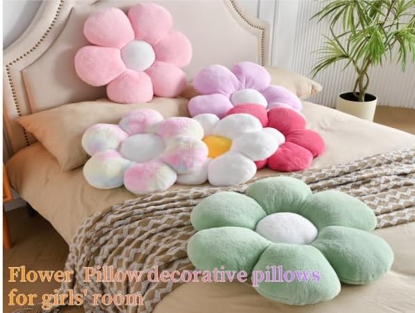 Flower Pillow,Daisy decorativeThrow Pillow 15.7In Cute Flower Cushion Home Decor for Sofa Couch Bed Reading Tent.
