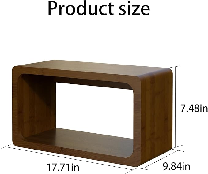 Bamboo Floating Nightstand with Storage Drawer and Modern Open Shelf Cubby，Bedroom, Living Room, Kitchen, Tool Room for use. (Brown, Prepare for Departure)
