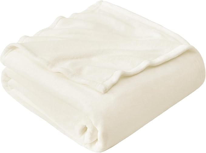 Hansleep Fleece Beige Throw XL Blanket, Super Soft Flannel Fuzzy Plush Cozy Blanket for All Seasons, Beige, Throw XL 50x70 Inches