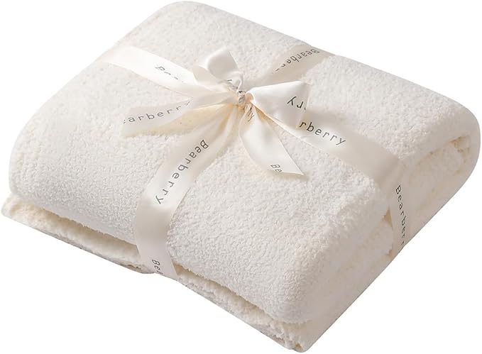 bearberry Super Soft Fluffy Throw Blanket Lightweight Cozy Warm Throw Blankets for Couch Bed Sofa All Season (Cream, 53”x71”)