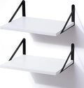 Marsmiles White Floating Shelves for Wall, 12 Inch Deep Wood Wall Mounted Shelves Set of 2, 16W x 12D Wide Floating Wood Shelves for Bathroom Bedroom Kitchen Living Room, White