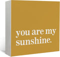 Lacama Inspirational You Are My Sunshine Wooden Box Sign, Yellow Motivational Decorations Wood Block Signs, Inspirational Wood Sign for Kids Room Nursery Desk Shelf Wall Decor 5x5 Inches