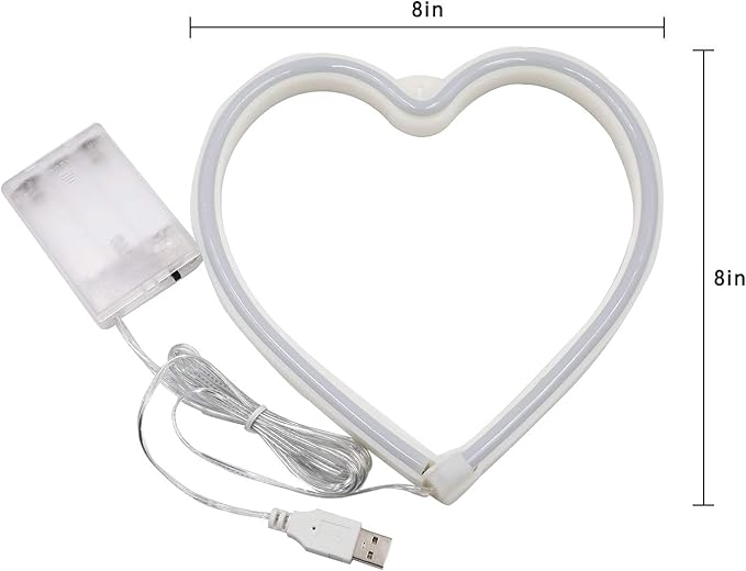 Red Heart Neon Sign, Battery Operated or USB Powered Neon Heart Lights for Valentines Day Decoration, Valentines Gifts for Wife Wedding Proposal Anniversary Mother's Day Girls’ Room Table Wall Decor