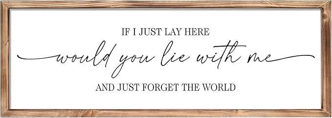 MODE HOME Farmhouse Bedroom Wall Art Above Bed with Title If I Just Lay Here Would You Lie With Me, Large Framed Wall Sign for Master Bedroom Wall Decor, Rustic Wall Art for Home Decor 42 x 15 Inch