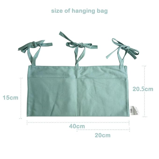 Baby Bedside Hanging Storage Bag - 2-Pocket Bedside Storage with High Capacity for Diapers & Essentials, Space-Saving Hanging Nursery Organizer 5 Colors Available (Blue)