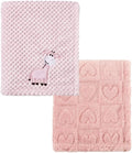 CREVENT 2Pcs 30''X40'' Cute Cozy Fluffy Warm Baby Blankets for Infants Toddlers' Bedding Crib Cot Stroller - Giraffe + Sherpa Pink