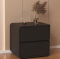 Modern Bedside Table, Solid Wood, Cream Leather, Luxury Night Stand with 2 Drawer(Dark Gray,Left)