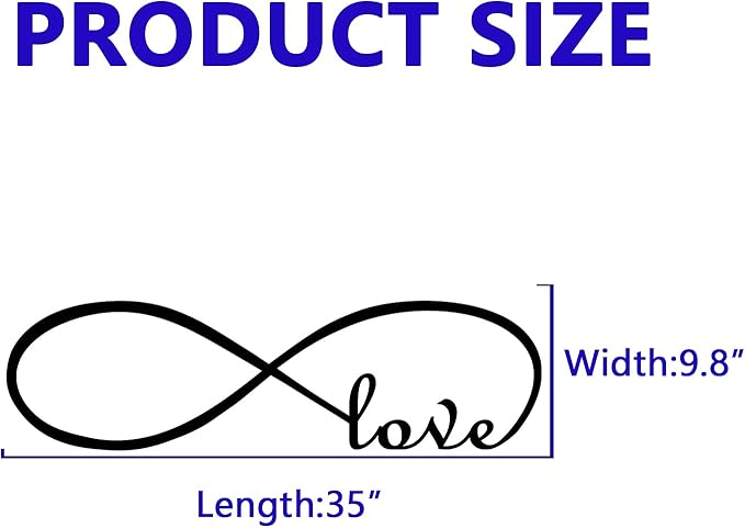Love Quotes Wall Decals for Bedroom: Inspirational Positive Vinyl Art Wall Stickers for Home Living Room Bathroom - Love Infinity 35" X 9.8"