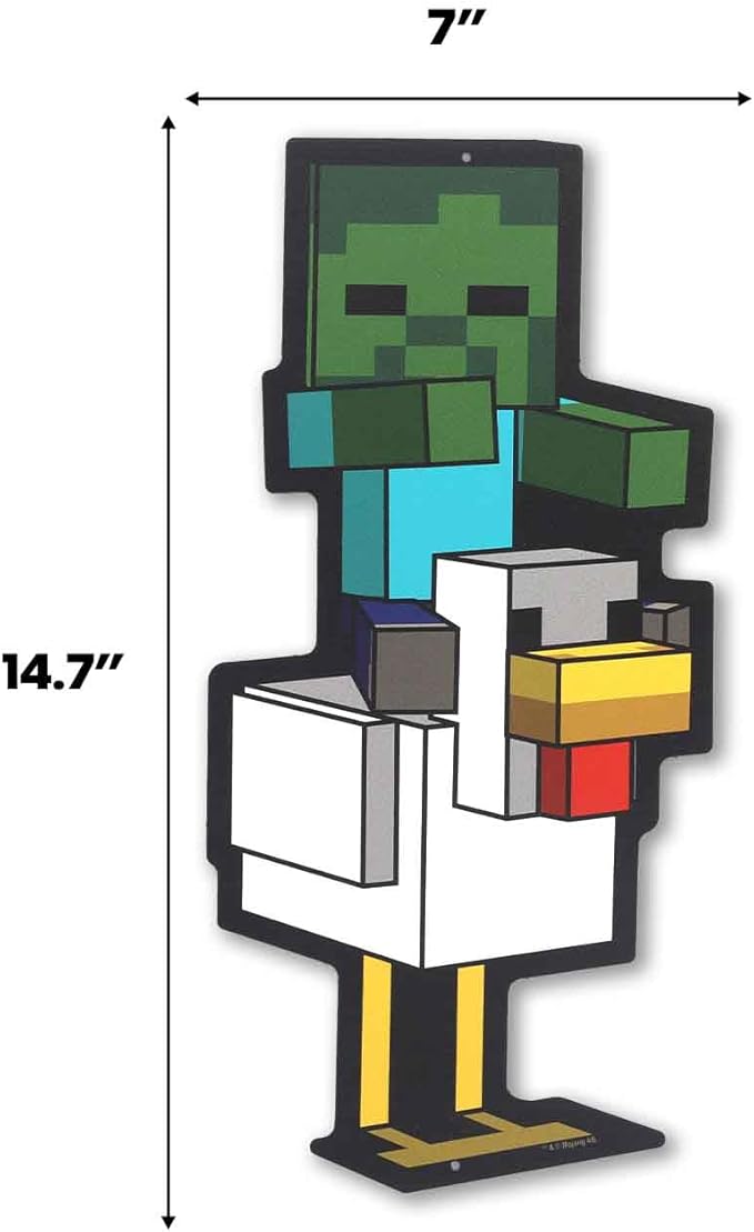 Open Road Brands Minecraft Zombie Chicken Jockey Metal Wall Decor - Fun Minecraft Sign for Bedroom or Game Room