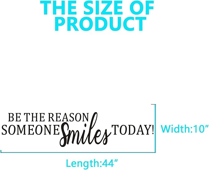 AnFigure Motivational Wall Stickers, Inspirational Wall Decals, Quotes Kids Baby Boys Girls Living Room Office Bedroom Family Door Home Vinyl Art Wall Decor, Be The Reason Someone Smiles Today 44"X10"