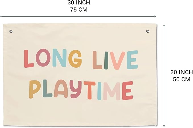 Long Live Playtime Boys Girls Toddler Children Playroom Bedroom Hanging Banners Decor Boho Classroom Banner Kids Toddler Nursery Sign Play Room Signs Tapestry Wall Art