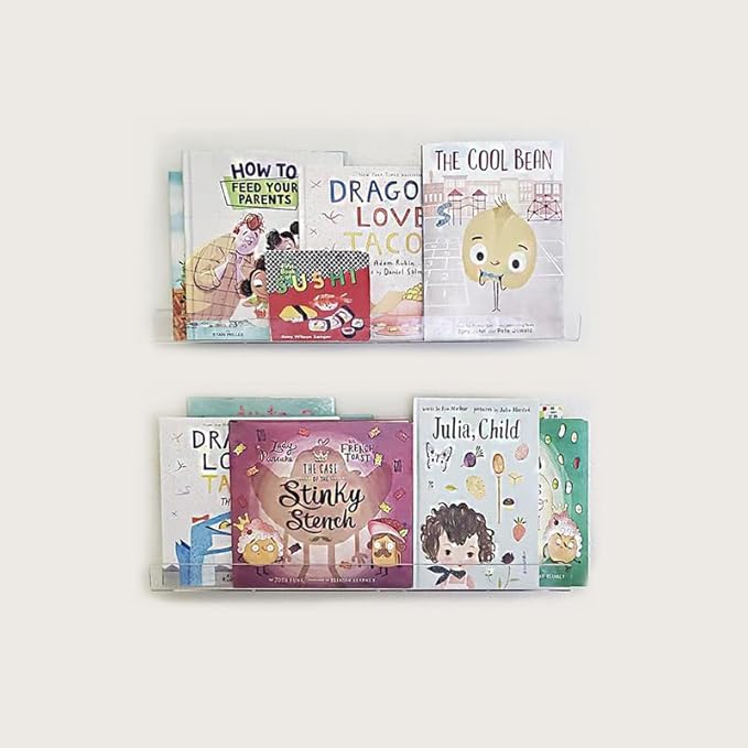 Wall-Mounted Acrylic Shelves Suitable for Wall-Mounted Display Rack Storage Rack Suitable for Children's Bookshelf Room Wall Decoration Bedroom Kitchen Living Room (4, 10”)