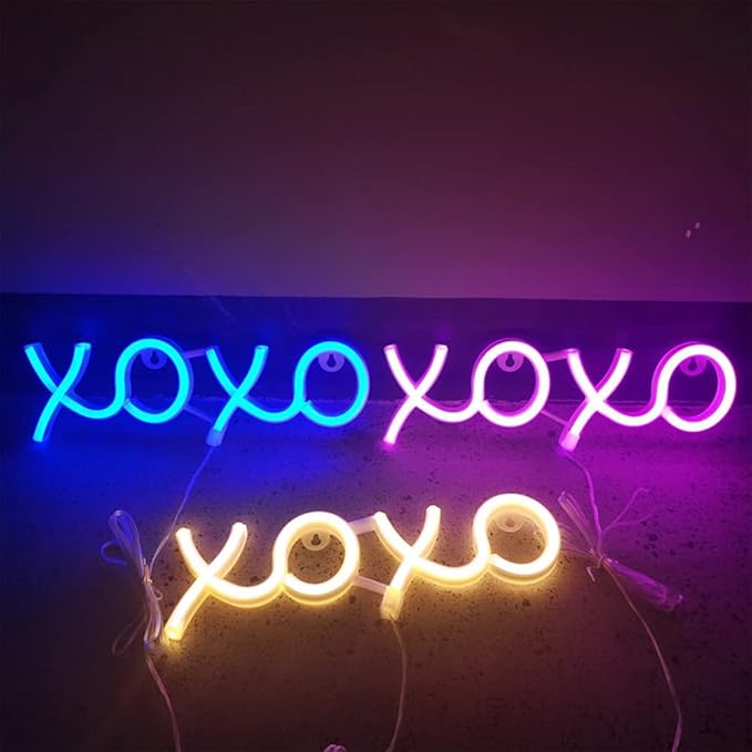 Ulalaza Neon Light Sign LED XOXO Night Lights USB Operated Decorative Marquee Sign Bar Pub Store Club Garage Home Party Decor