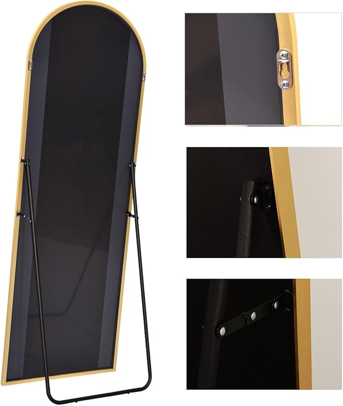 Arched Floor Mirror - Full Length 76"x34", Oversized Wall Mirror for Bedroom & Living Room, Large Gold Standing Mirror, Durable Framed Floor-Length Mirror