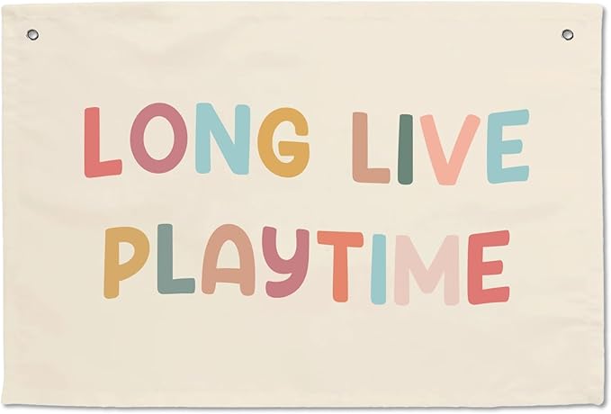 Long Live Playtime Boys Girls Toddler Children Playroom Bedroom Hanging Banners Decor Boho Classroom Banner Kids Toddler Nursery Sign Play Room Signs Tapestry Wall Art