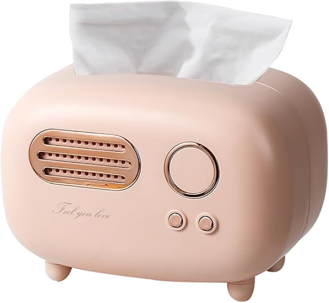 SGVAHY Retro Radio Shape Tissue Cover Box - Unique Multifunction Tissue Box for Kitchen, Bedroom, Office, Parlor, Bathroom Decoration - Creative Gift (Retro Radio Pink)