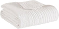 Madison Park Luxe Quilted Throw Blanket - Damask Stitching Design, Cotton Filled Spread, Ultra Soft, Cozy Bedding for Living Room Couch, Sofa, Bed, 60x72", Scalloped Borders White