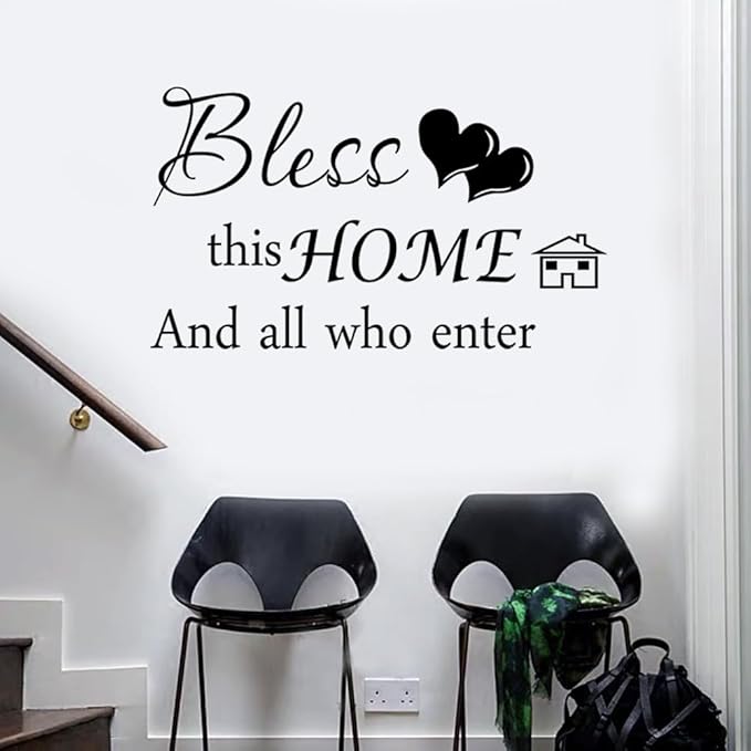 4 Pieces THIS IS US TOGETHER BLESS THIS HOME Wall Decor Signs - Vinyl Wall Stickers for Living Room, Bedroom, Home Office, Teen Dorm
