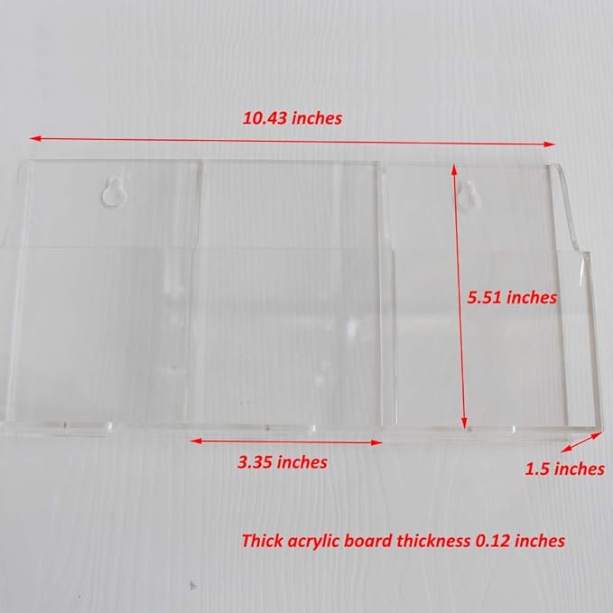 Mobile Phone Storage Holder Acrylic Wall Mount TV Remote Control Media Storage Organizer 3 Cases