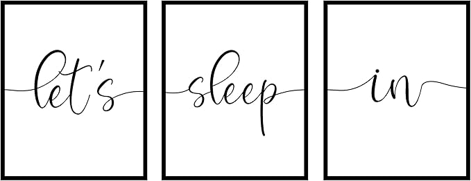 Let's Sleep In Art Prints Bedroom Wall Decor Above Bed Set of 3 Bedroom Wall Art, 11x14inch Unframed