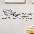 Quiet The Mind and The Soul Will Speak Lotus - Pure Black Vinyl Wall Decal Without Transparent Edge Art Letters Meditation Quotes Decoration Yoga Pilates Sayings
