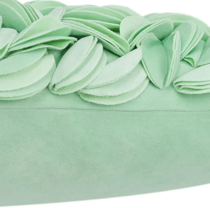 KINGROSE 3D Flower Accent Throw Pillow Cover Soft Pillow Case Sham Decorative Cushion Cover for Home Decor Sofa Couch Bedroom 12 x 20 Inches Solid Suede Mint Green