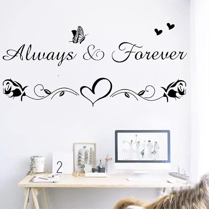 Always & Forever Vinyl Wall Decals - Inspirational Family Wall Decor Sticker for Bedroom & Living Room
