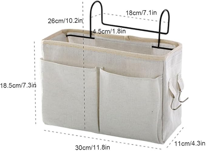 Bedside Hanging Storage Bag Caddy Pocket Nightstand Organizer Basket White for Bunk Bed Dorm Rooms9999bedside Hanging Storage Bag Bedside Caddy Bunk Bed Organizer Pocket