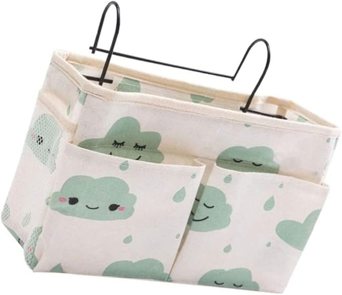 Bedside Hanging Organizer Bunk Bed Storage Hanger Bag Pocket Dormitory Bed Caddy - Green.