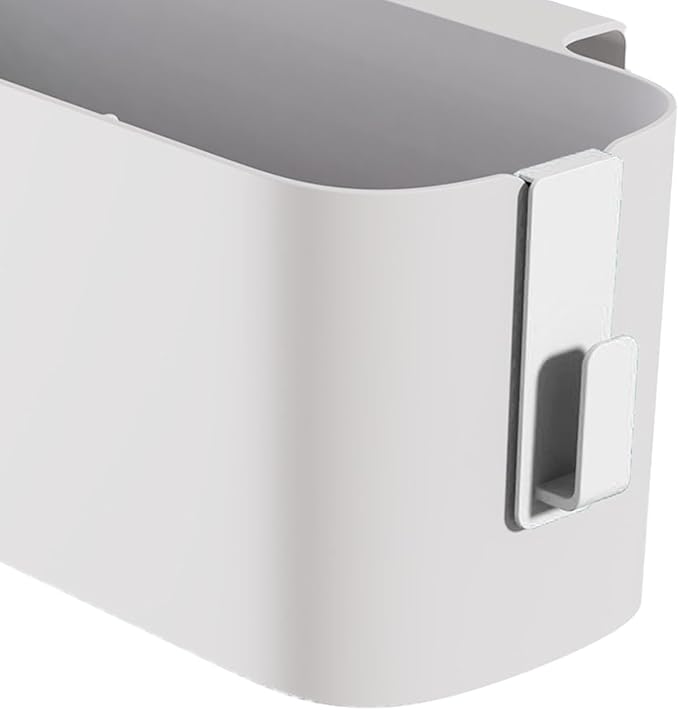 BFYDOAA Bedside Caddy Hanging Basket Organizer with Hooks,Plastic Tissue Box Desktop Storage Box for Dorm Bunk Beds Hospital Bed Office (White)