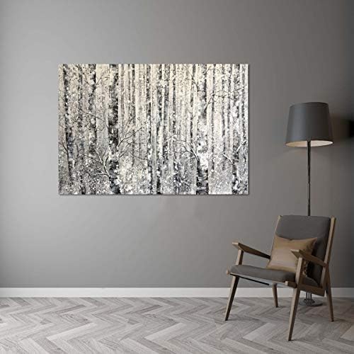 Yihui Arts - One Panel Canvas Wall Art Snowy White Forest Picture Art Print Winter Nature Landscape Painting Contemporary Artwork for Bedroom Living Room Office Wall Decor Framed Easy Hanging